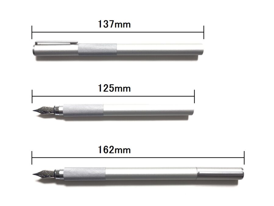 アルミ丸軸万年筆-サイズ